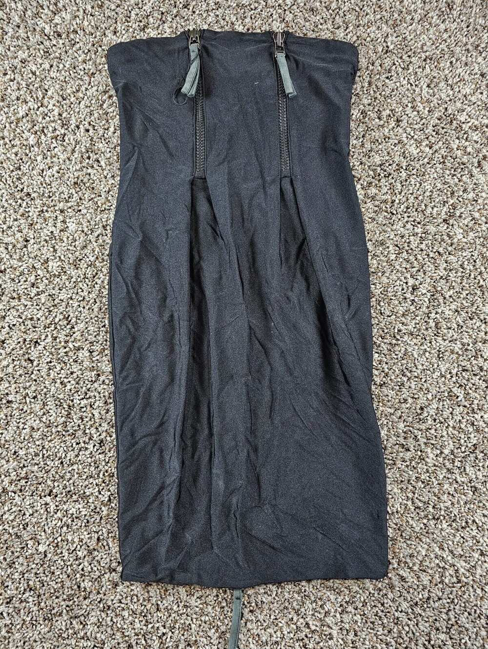 Thomas Wylde Womens Sz S Knee Length Strapless Dress Black w/ Zipper Details